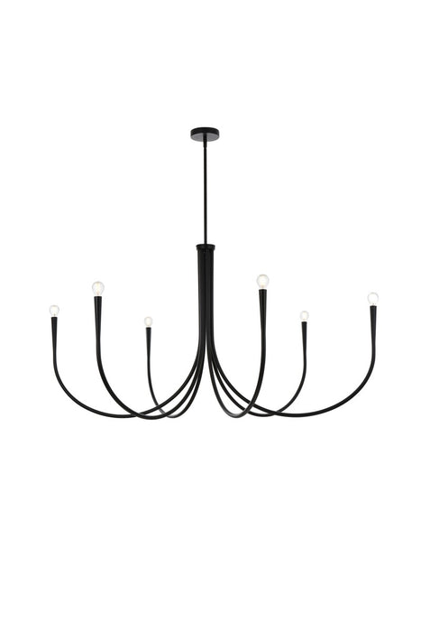 Elegant Lighting LD722D50BK Six Light Chandelier, Black