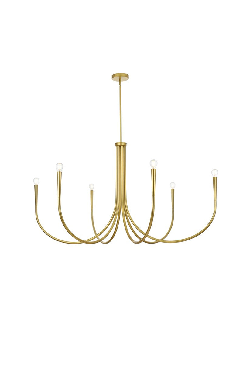 Elegant Lighting LD722D50BR Six Light Chandelier, Brass