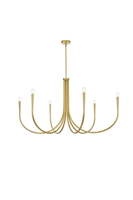 Elegant Lighting LD722D50BR Six Light Chandelier, Brass