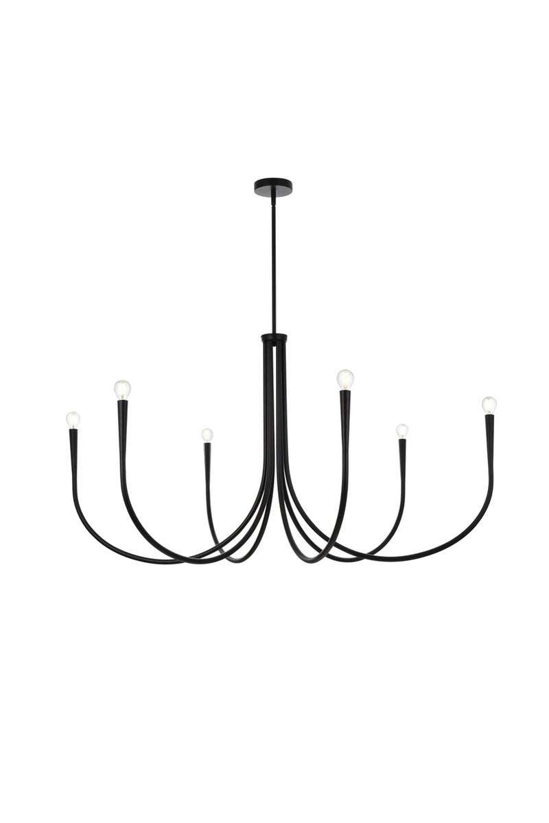 Elegant Lighting LD722D55BK Six Light Chandelier, Black