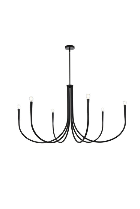 Elegant Lighting LD722D55BK Six Light Chandelier, Black