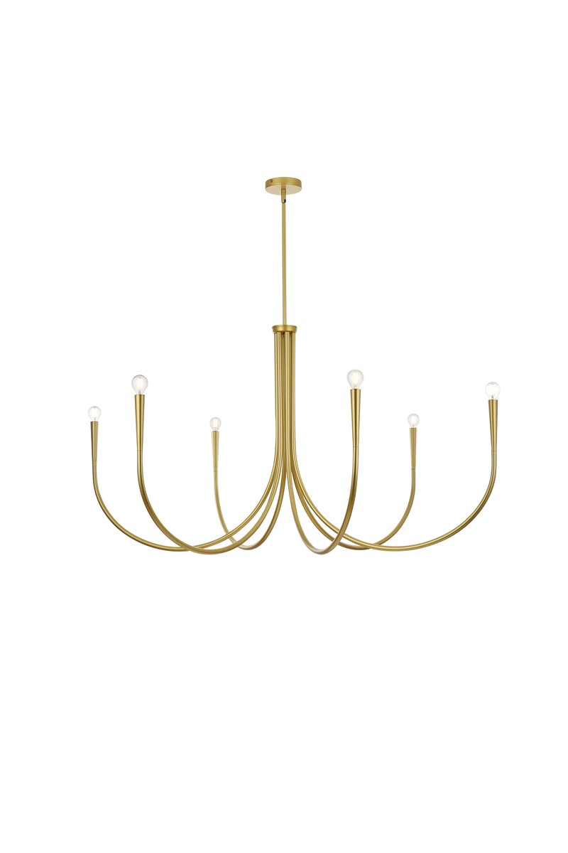 Elegant Lighting LD722D55BR Six Light Chandelier, Brass