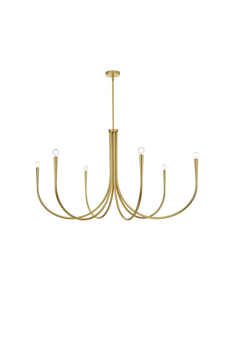Elegant Lighting LD722D55BR Six Light Chandelier, Brass