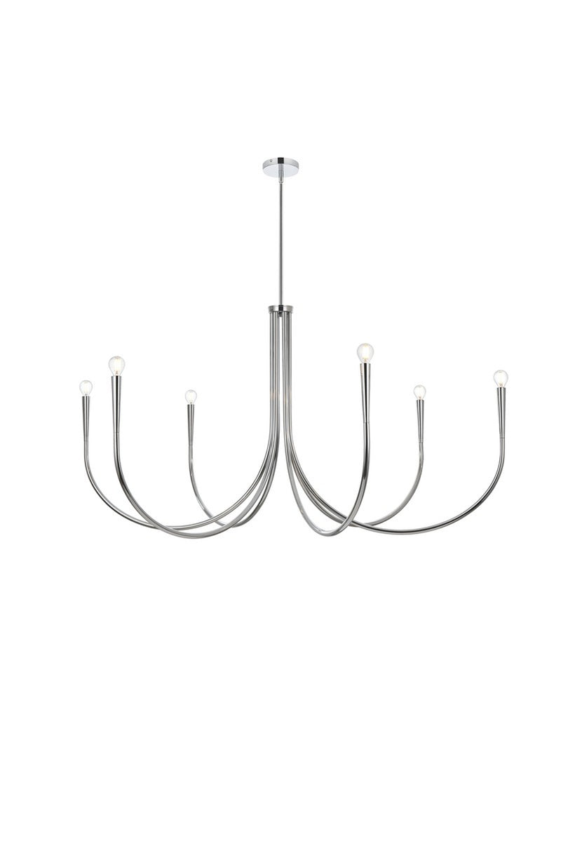 Elegant Lighting LD722D55C Six Light Chandelier, Chrome