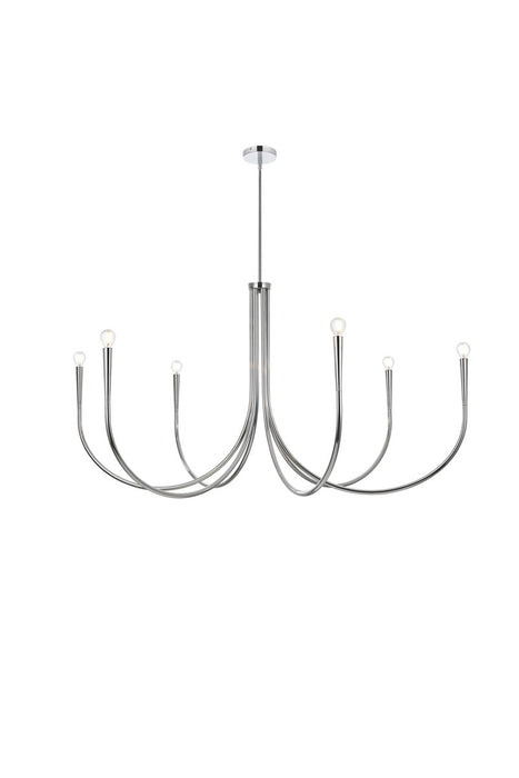 Elegant Lighting LD722D55C Six Light Chandelier, Chrome