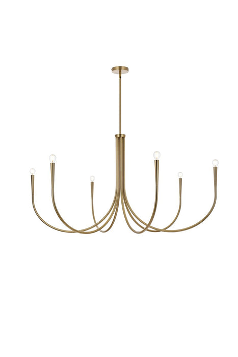 Elegant Lighting LD722D55SG Six Light Chandelier, Gold
