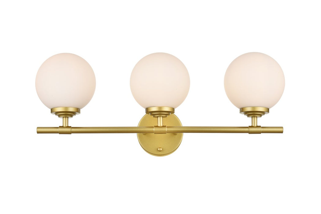 Elegant Lighting LD7301W24BRA Three Light Bath Sconce, Brass