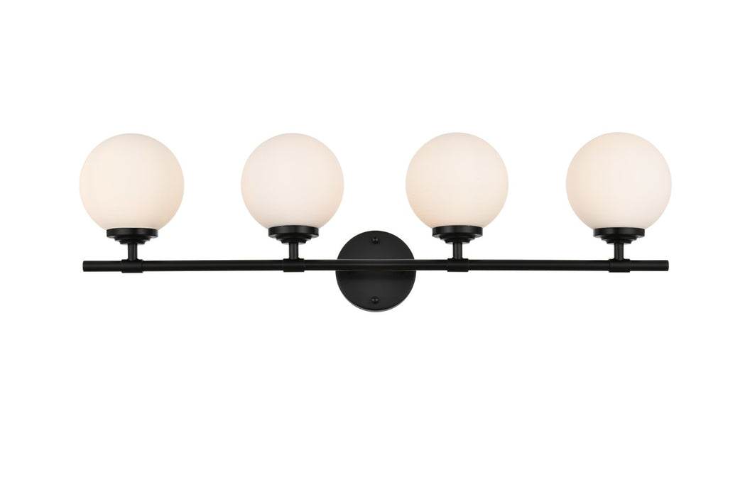 Elegant Lighting LD7301W33BLK Four Light Bath Sconce, Black