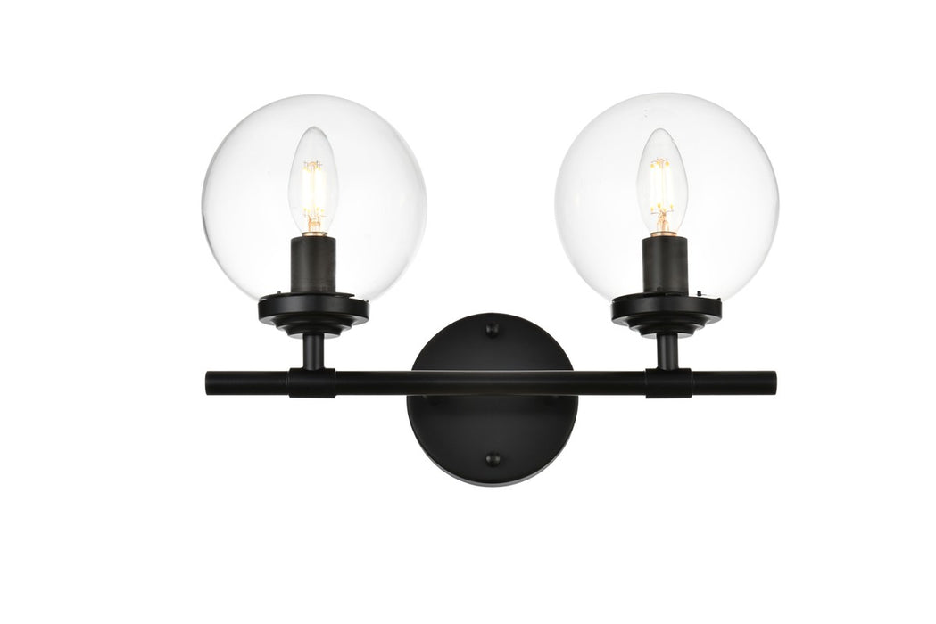 Elegant Lighting LD7302W15BLK Two Light Bath Sconce, Black