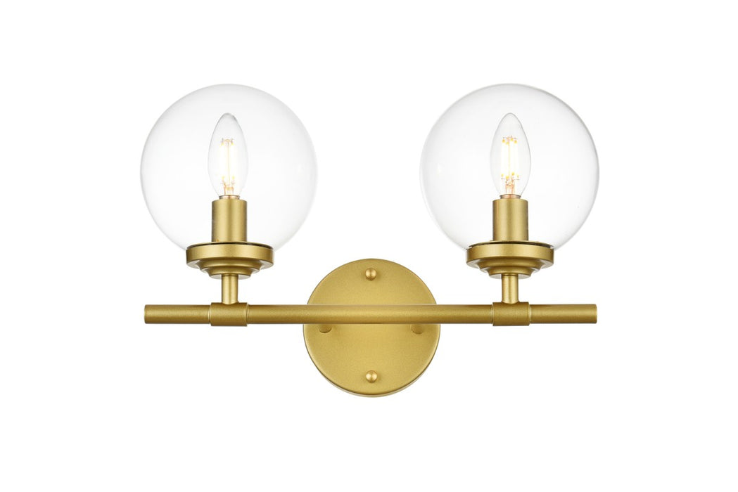 Elegant Lighting LD7302W15BRA Two Light Bath Sconce, Brass