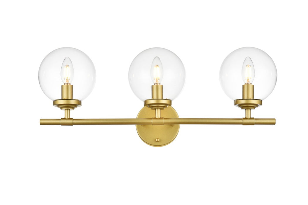 Elegant Lighting LD7302W24BRA Three Light Bath Sconce, Brass