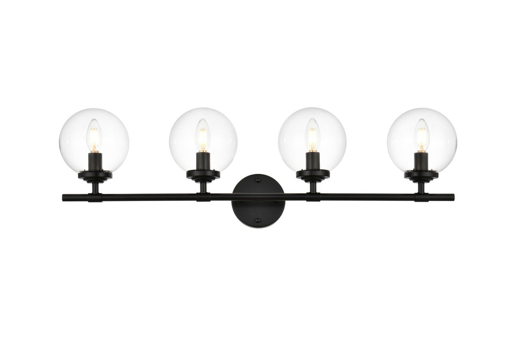 Elegant Lighting LD7302W33BLK Four Light Bath Sconce, Black