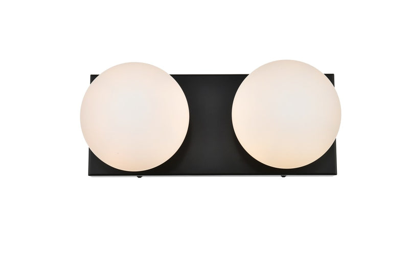 Elegant Lighting LD7303W14BLK Two Light Bath Sconce, Black
