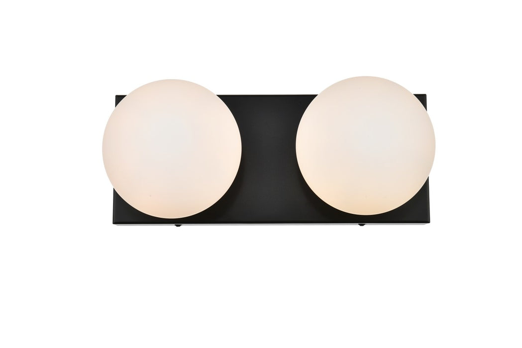 Elegant Lighting LD7303W14BLK Two Light Bath Sconce, Black