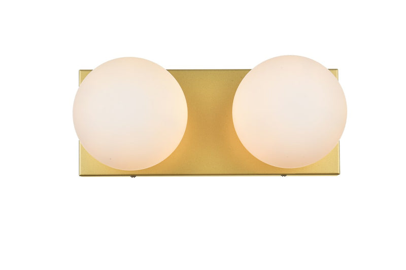 Elegant Lighting LD7303W14BRA Two Light Bath Sconce, Brass