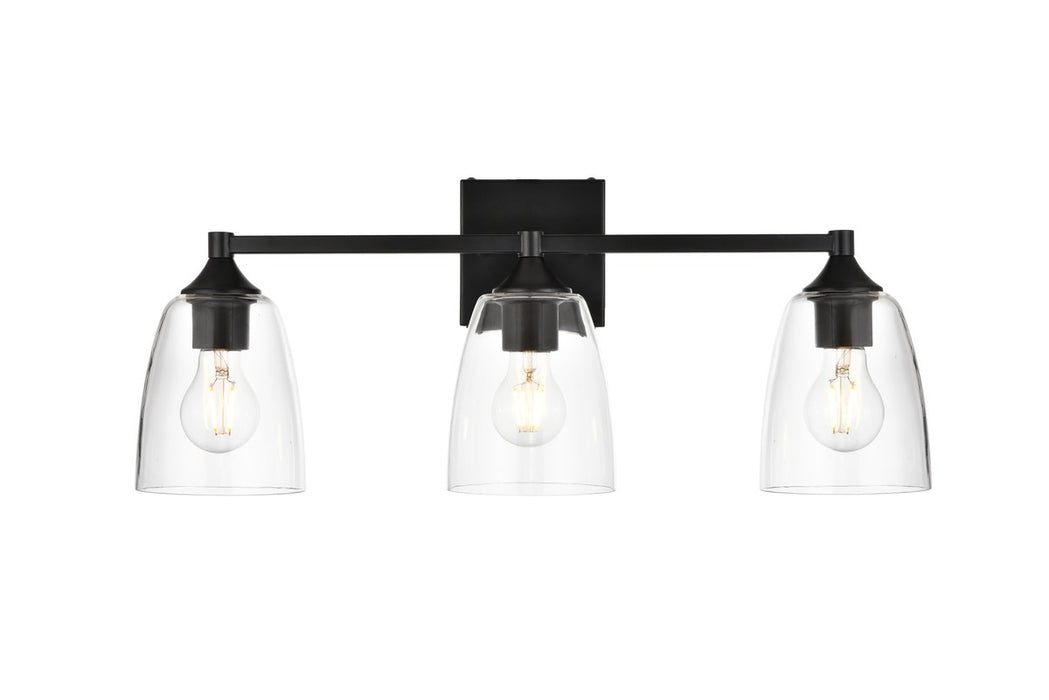 Elegant Lighting LD7307W24BLK Three Light Bath Sconce, Black