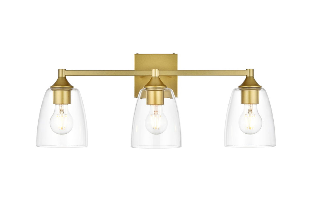 Elegant Lighting LD7307W24BRA Three Light Bath Sconce, Brass