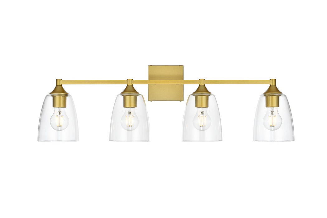 Elegant Lighting LD7307W32BRA Four Light Bath Sconce, Brass