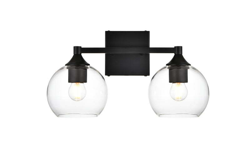 Elegant Lighting LD7308W16BLK Two Light Bath Sconce, Black
