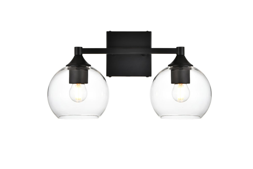 Elegant Lighting LD7308W16BLK Two Light Bath Sconce, Black