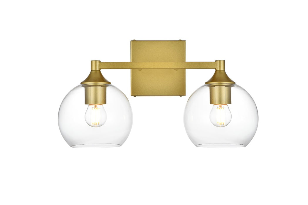 Elegant Lighting LD7308W16BRA Two Light Bath Sconce, Brass
