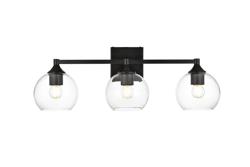 Elegant Lighting LD7308W25BLK Three Light Bath Sconce, Black