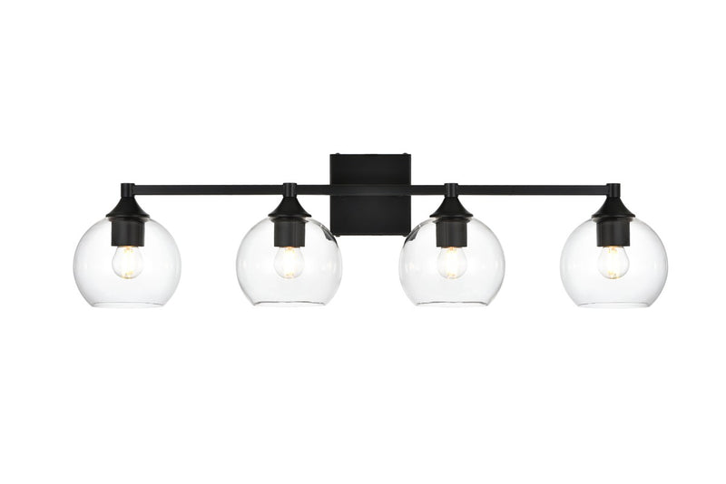 Elegant Lighting LD7308W33BLK Four Light Bath Sconce, Black