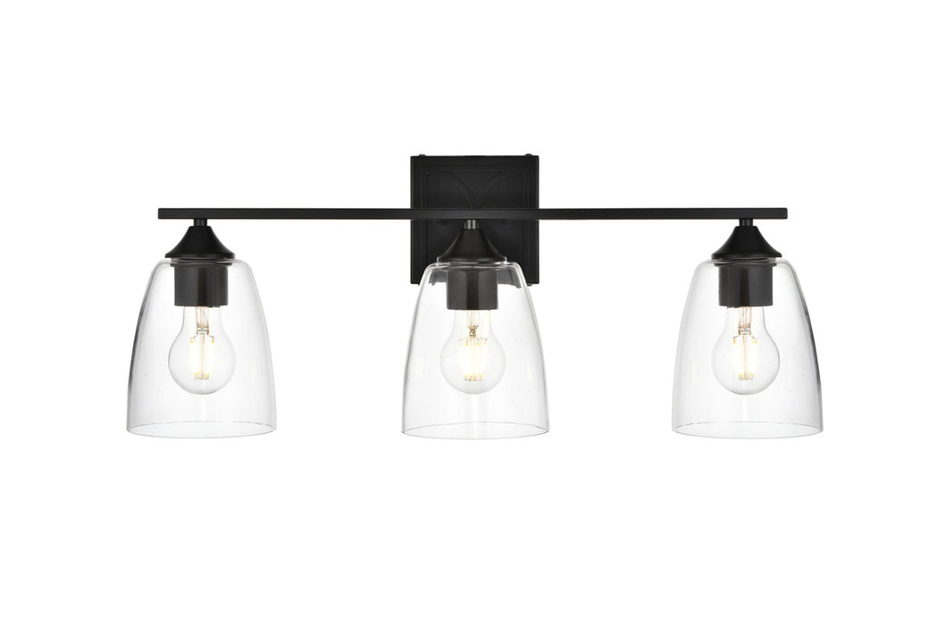 Elegant Lighting LD7309W24BLK Three Light Bath Sconce, Black