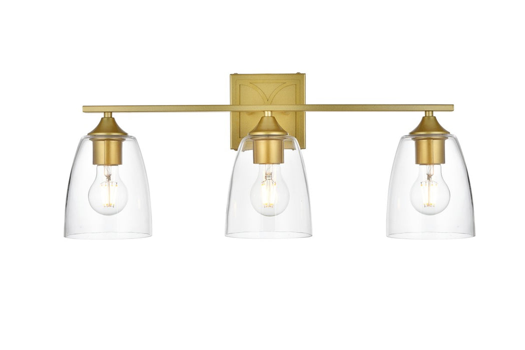 Elegant Lighting LD7309W24BRA Three Light Bath Sconce, Brass