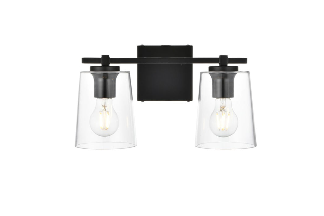 Elegant Lighting LD7310W14BLK Two Light Bath Sconce, Black