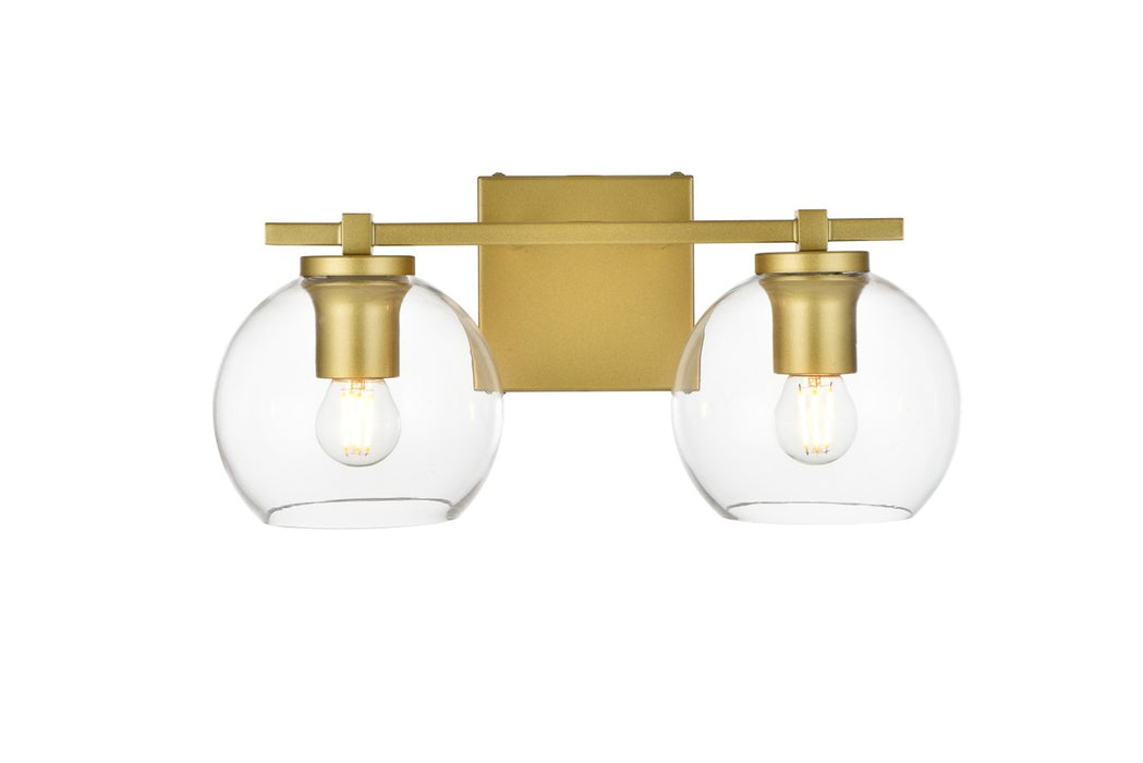 Elegant Lighting LD7311W15BRA Two Light Bath Sconce, Brass