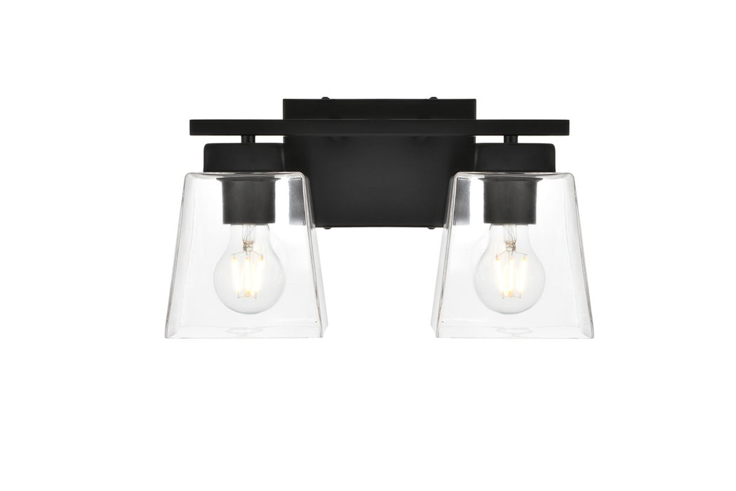 Elegant Lighting LD7312W14BLK Two Light Bath Sconce, Black