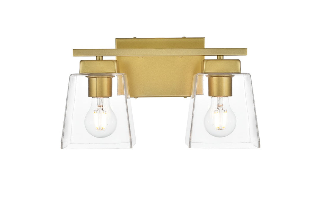 Elegant Lighting LD7312W14BRA Two Light Bath Sconce, Brass