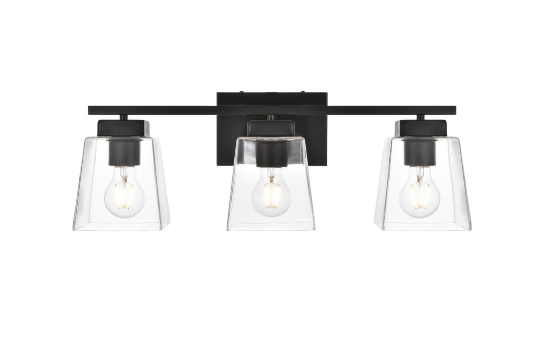 Elegant Lighting LD7312W23BLK Three Light Bath Sconce, Black