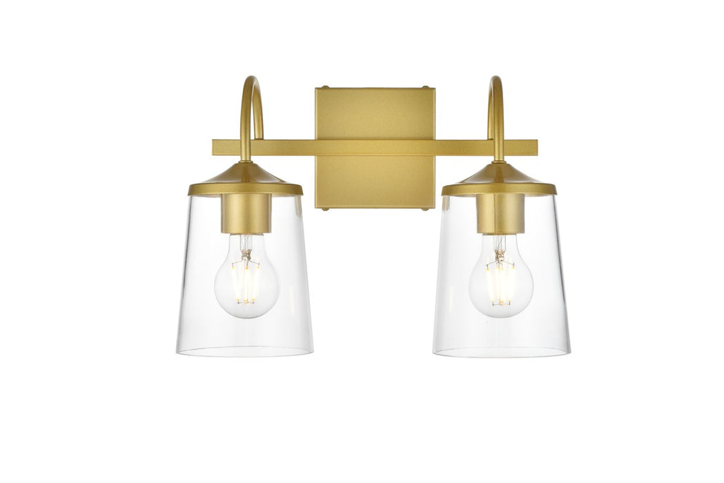 Elegant Lighting LD7313W14BRA Two Light Bath Sconce, Brass