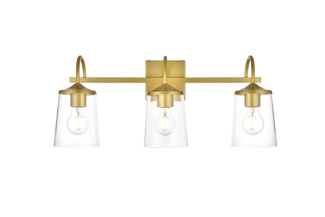 Elegant Lighting LD7313W24BRA Three Light Bath Sconce, Brass