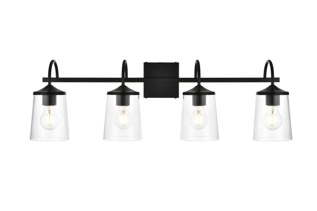 Elegant Lighting LD7313W33BLK Four Light Bath Sconce, Black