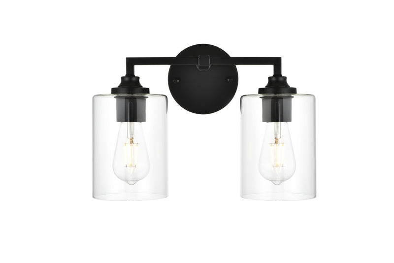 Elegant Lighting LD7315W14BLK Two Light Bath Sconce, Black
