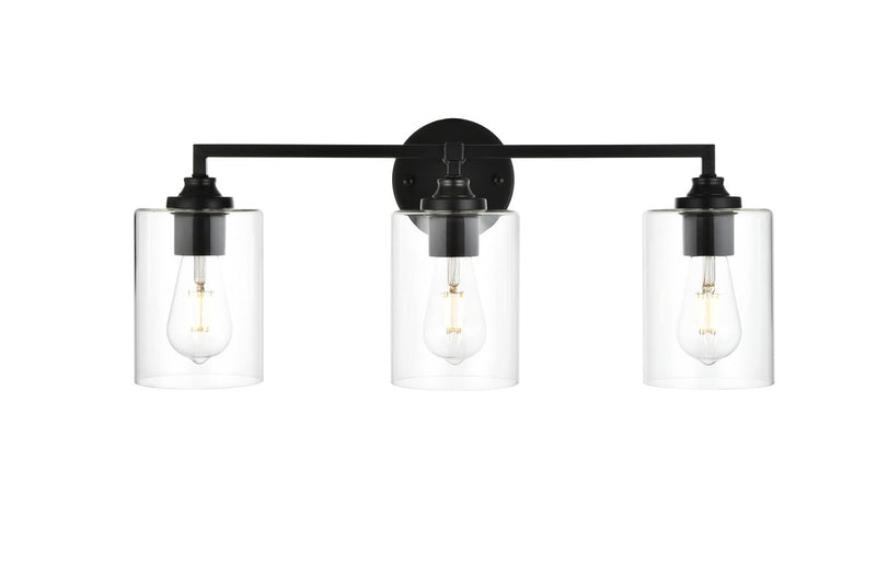 Elegant Lighting LD7315W23BLK Three Light Bath Sconce, Black