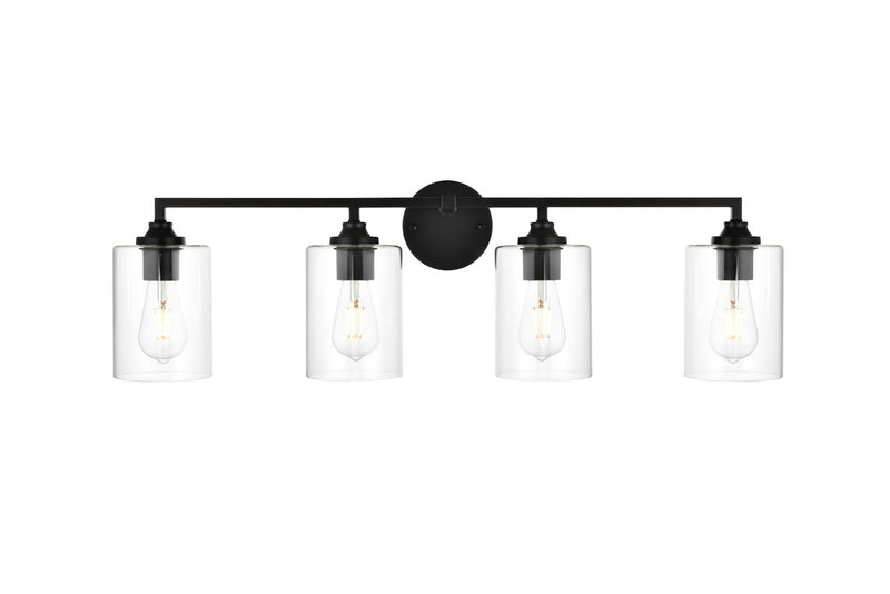 Elegant Lighting LD7315W33BLK Four Light Bath Sconce, Black