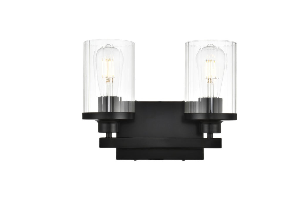 Elegant Lighting LD7316W12BLK Two Light Bath Sconce, Black