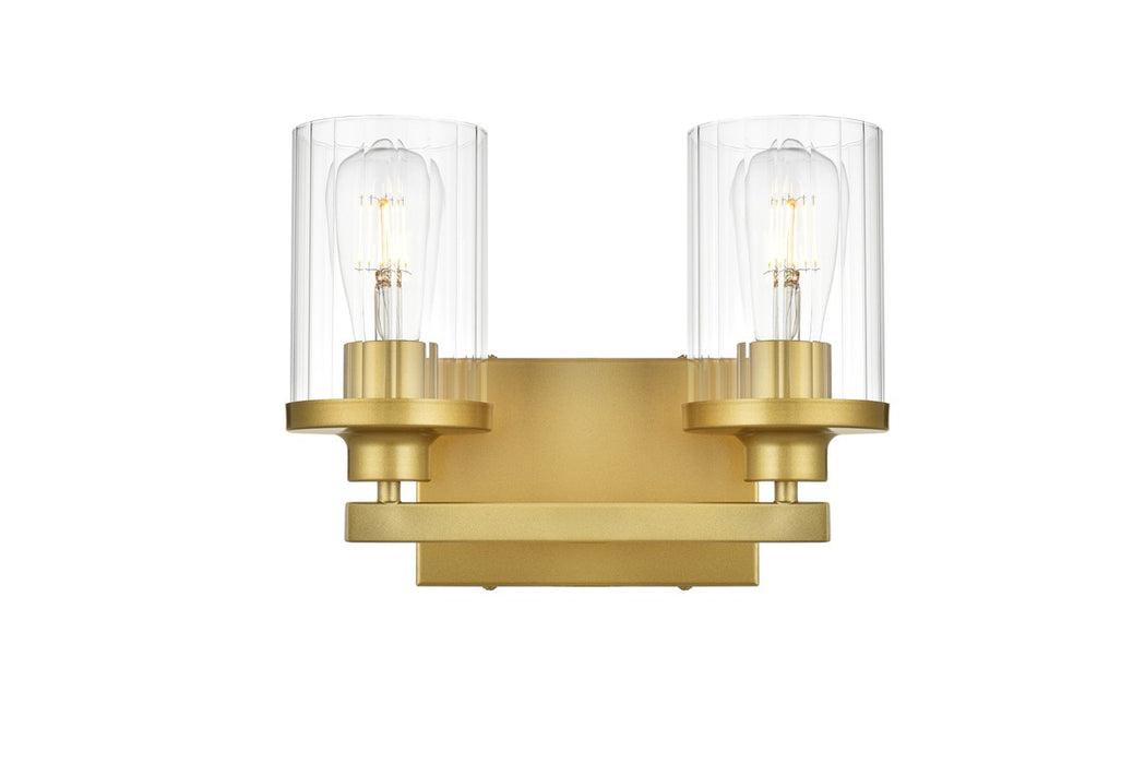 Elegant Lighting LD7316W12BRA Two Light Bath Sconce, Brass