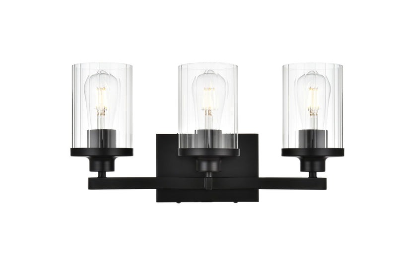 Elegant Lighting LD7316W18BLK Three Light Bath Sconce, Black