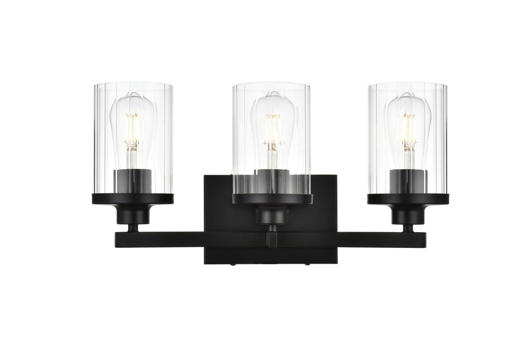 Elegant Lighting LD7316W18BLK Three Light Bath Sconce, Black