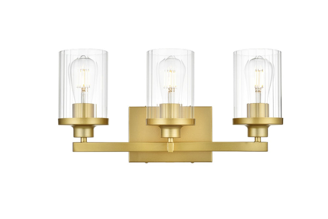Elegant Lighting LD7316W18BRA Three Light Bath Sconce, Brass