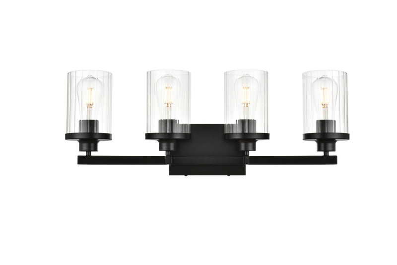 Elegant Lighting LD7316W25BLK Four Light Bath Sconce, Black