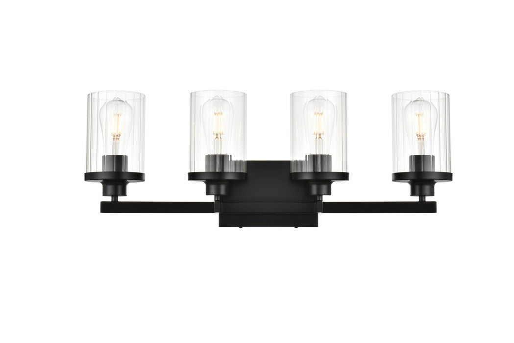 Elegant Lighting LD7316W25BLK Four Light Bath Sconce, Black