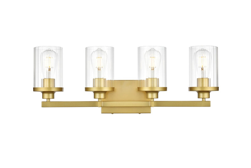 Elegant Lighting LD7316W25BRA Four Light Bath Sconce, Brass