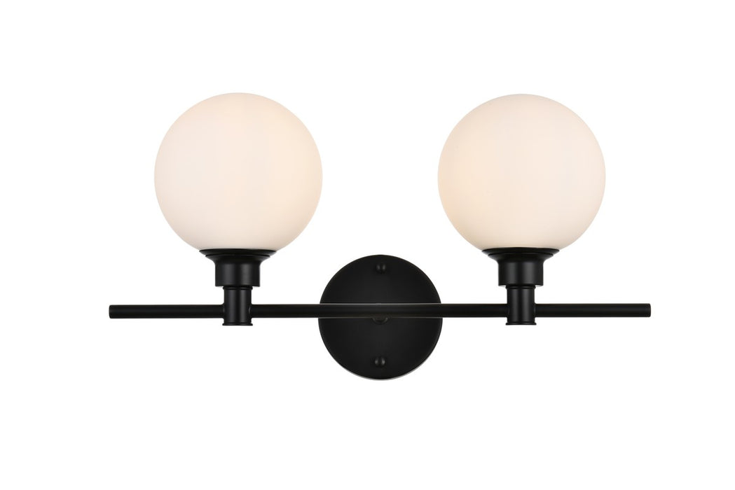 Elegant Lighting LD7317W19BLK Two Light Bath Sconce, Black