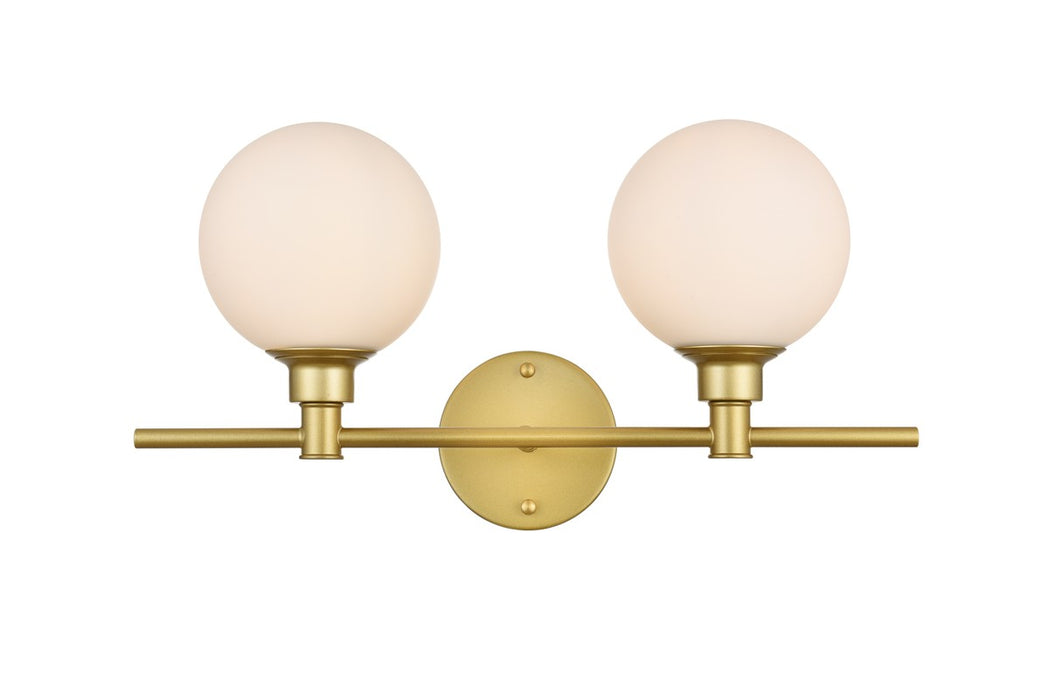 Elegant Lighting LD7317W19BRA Two Light Bath Sconce, Brass